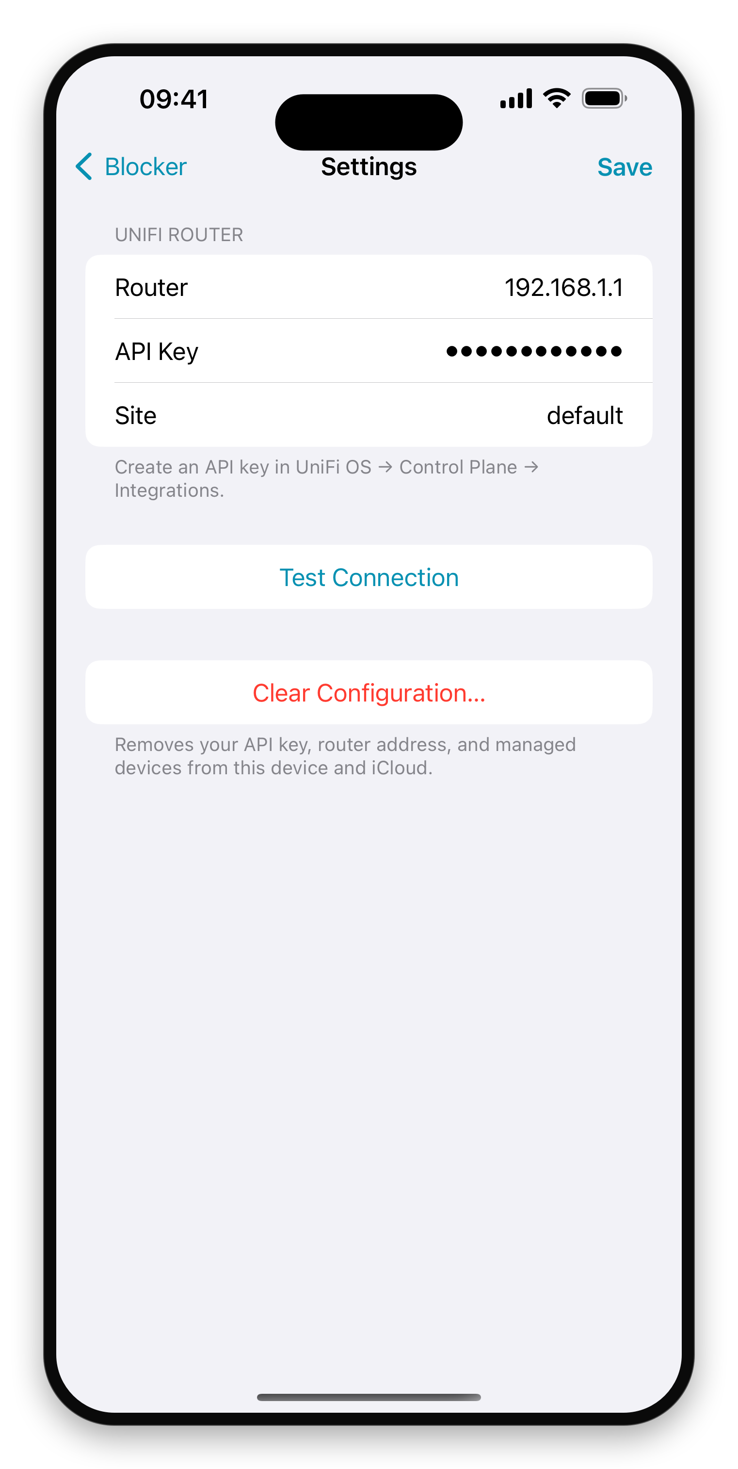Blocker settings on iPhone
