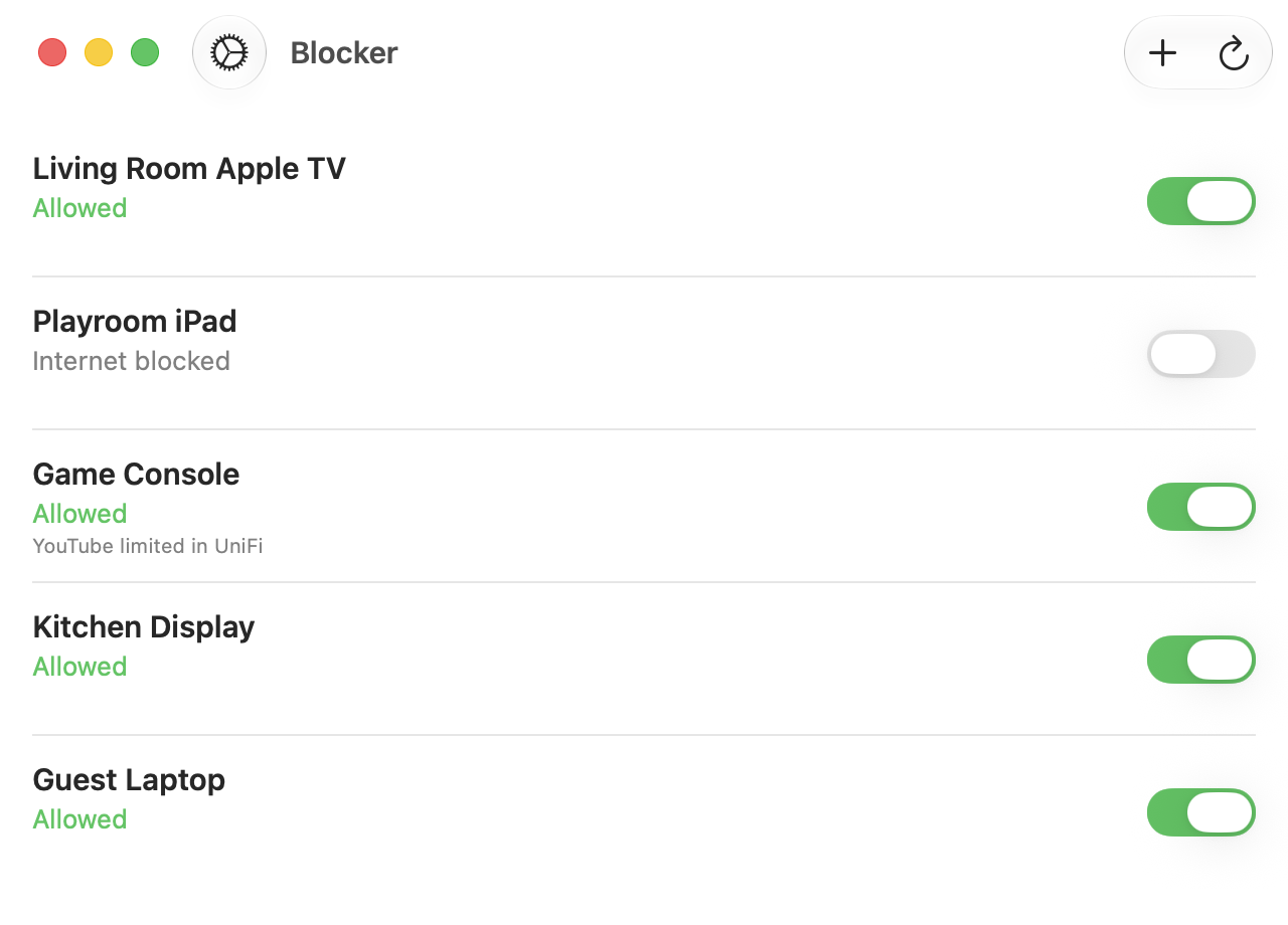 Blocker device list on macOS