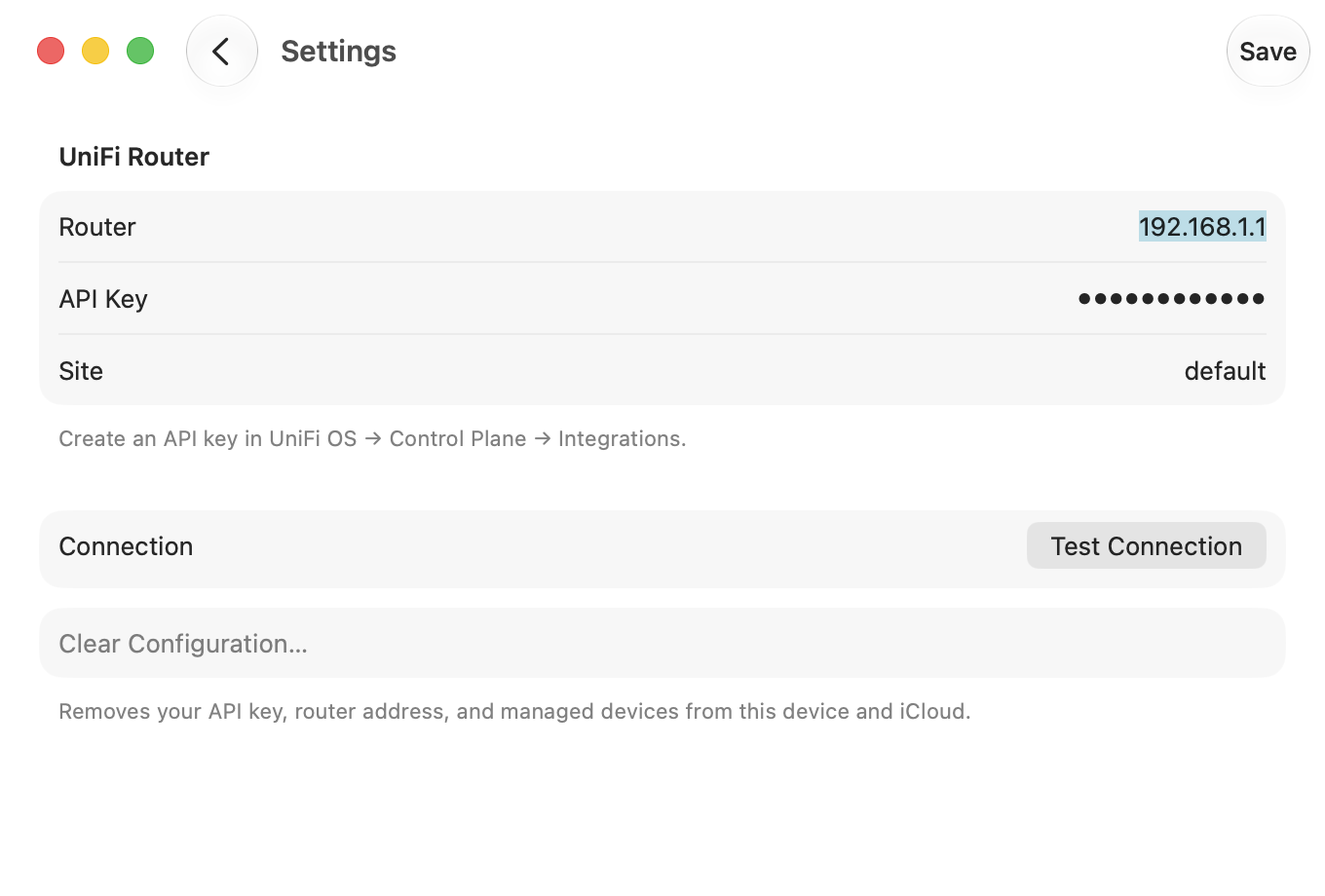 Blocker settings on macOS