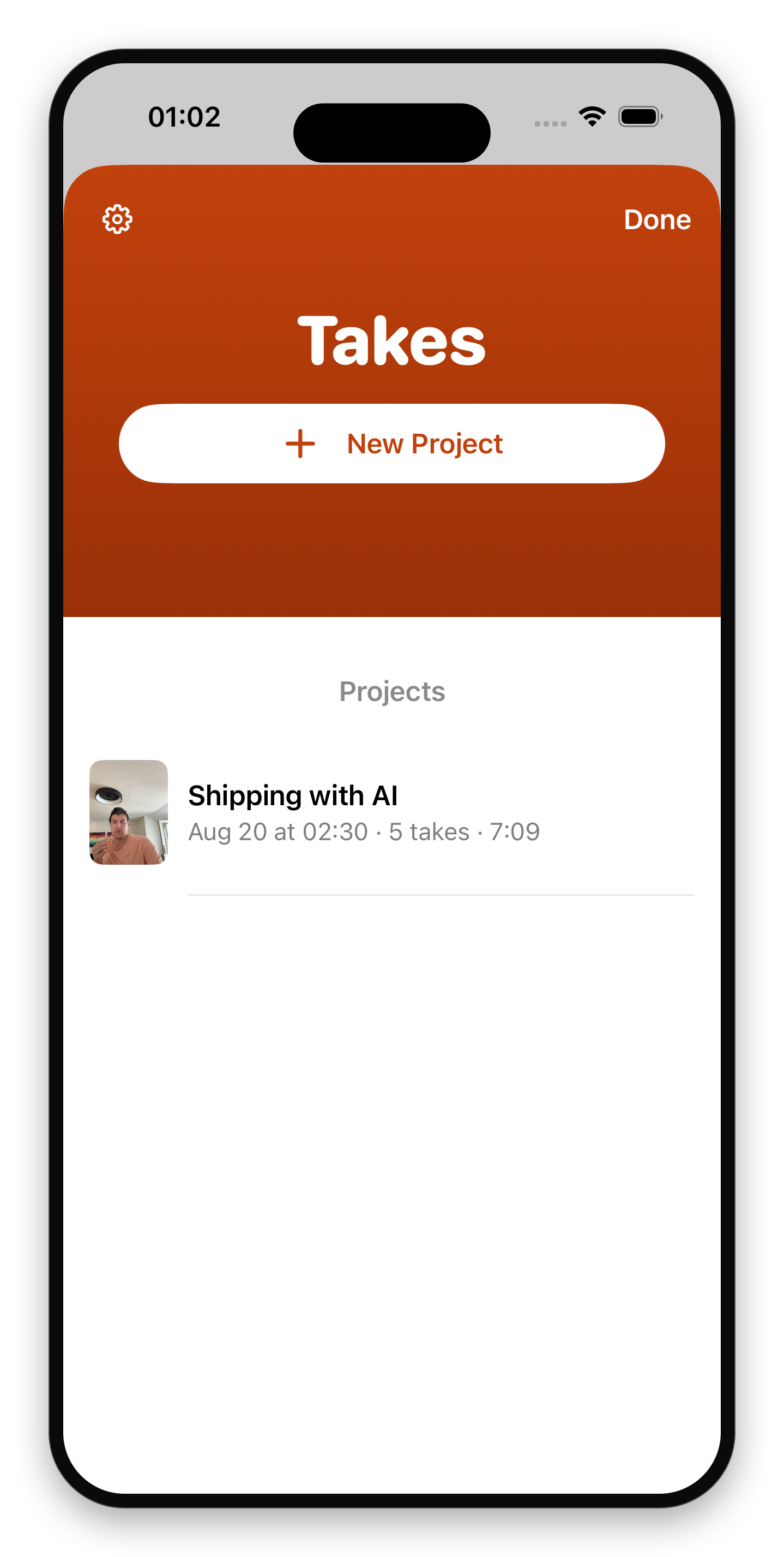 The Takes project picker