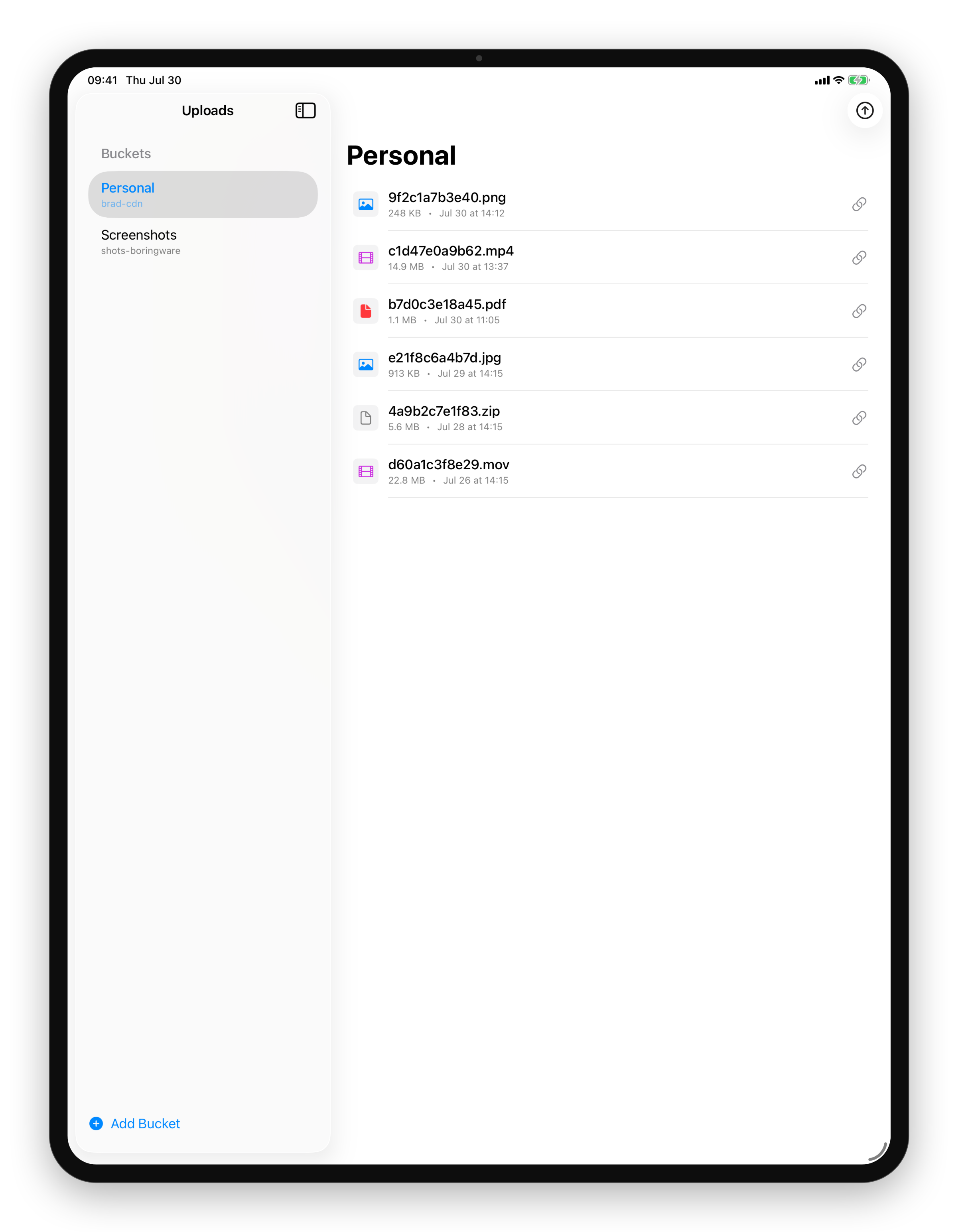 Uploaded files on iPad